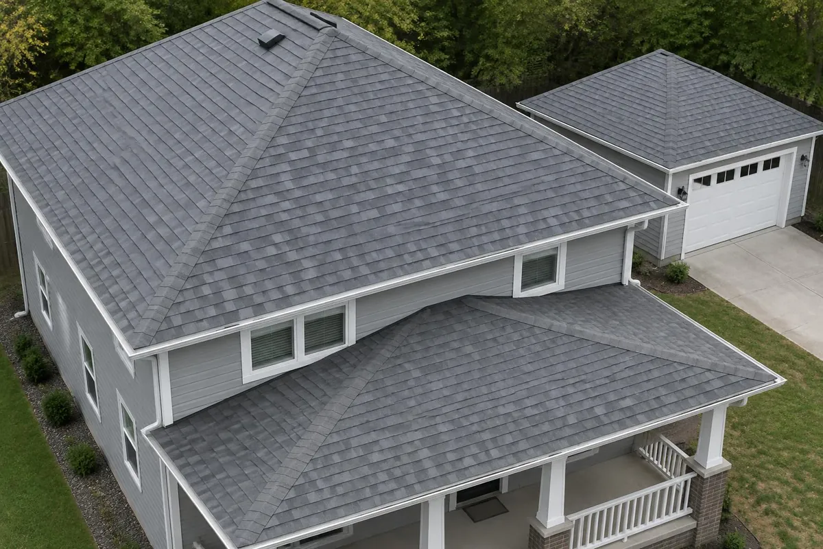 Roof system samples for comparing a replacement scope.