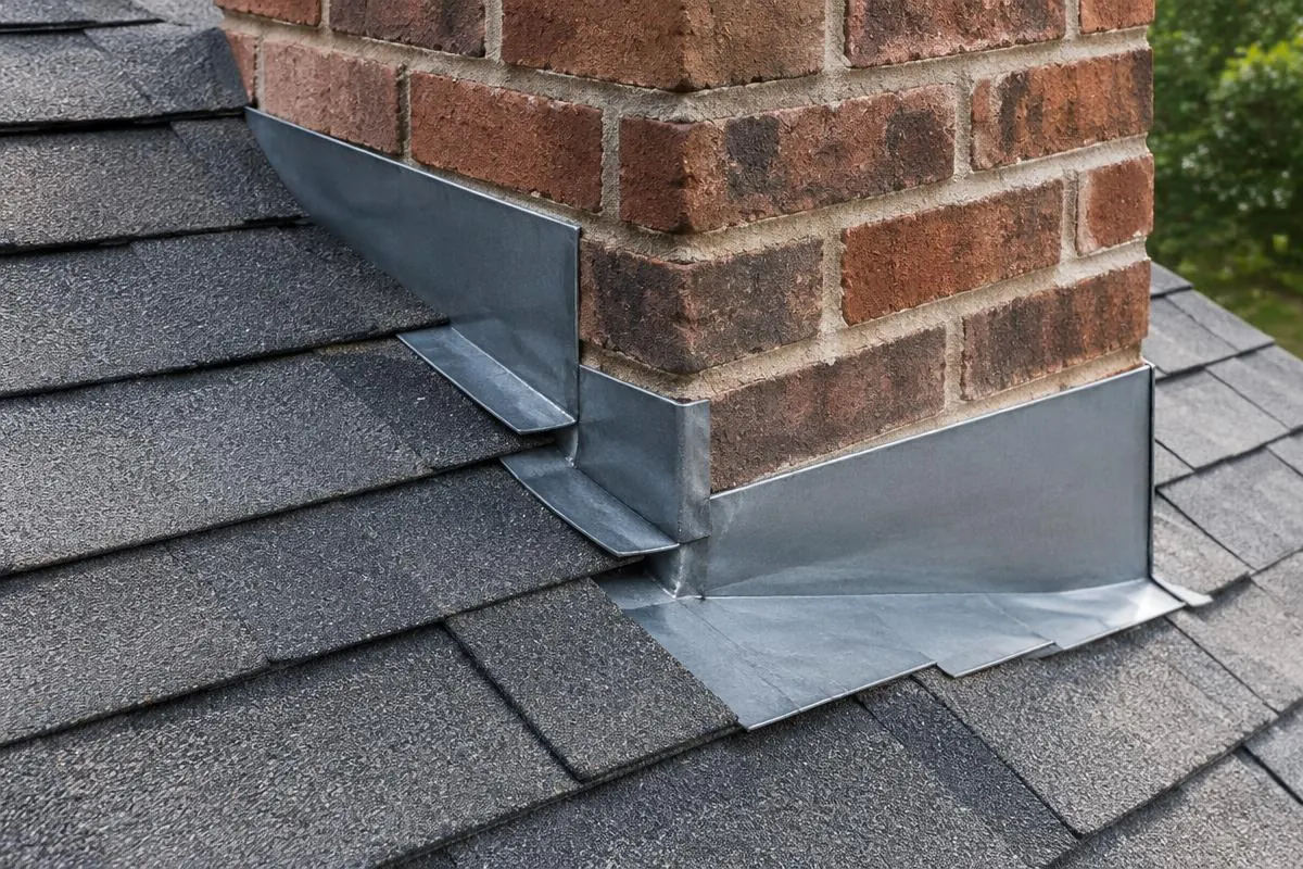 Flashing at a chimney base