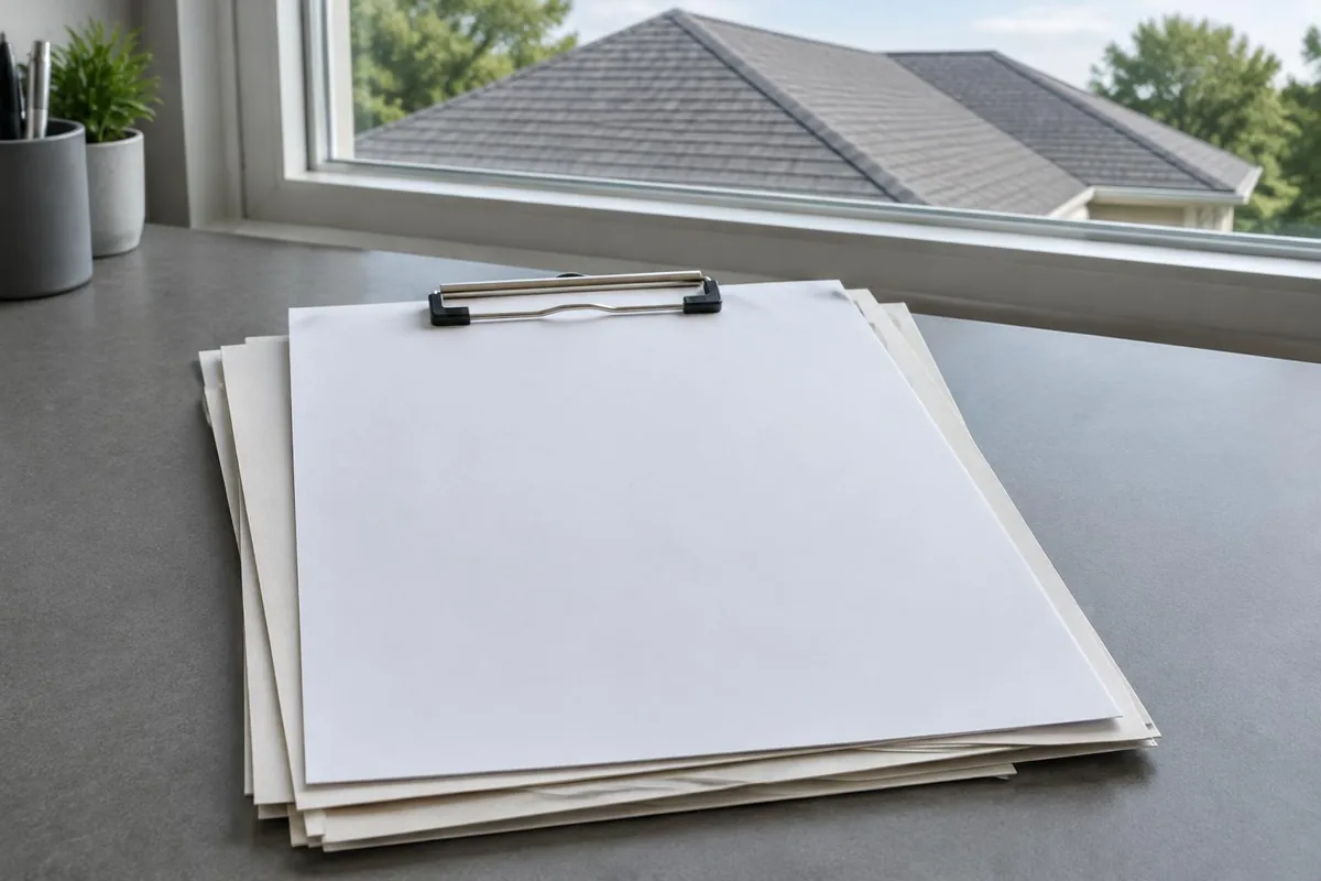 A neatly clipped project file with the top sheet ready for notes.