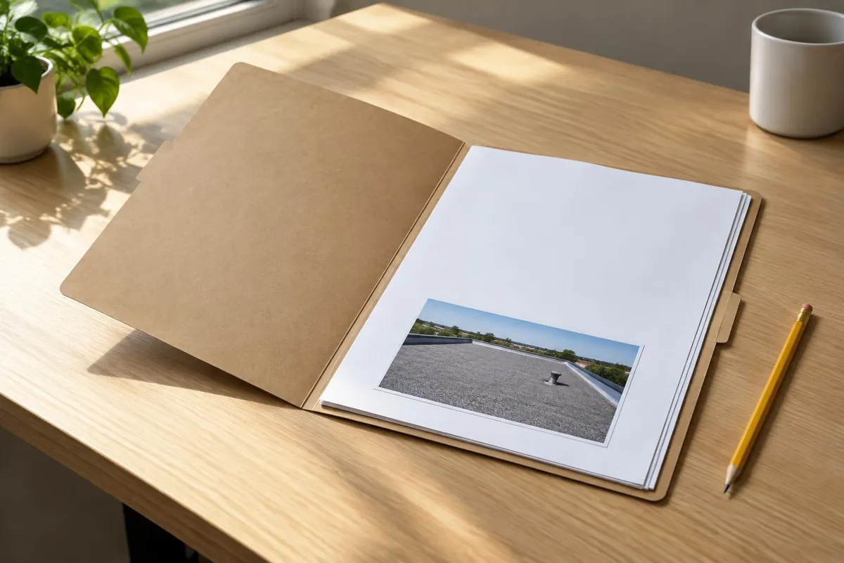 A roof history file with space for repair dates and findings.
