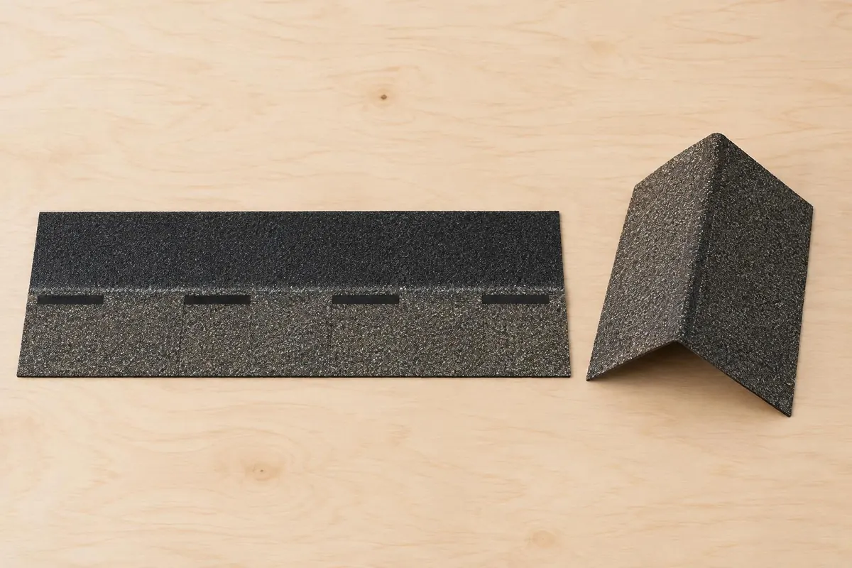Starter strip and ridge-cap samples side by side