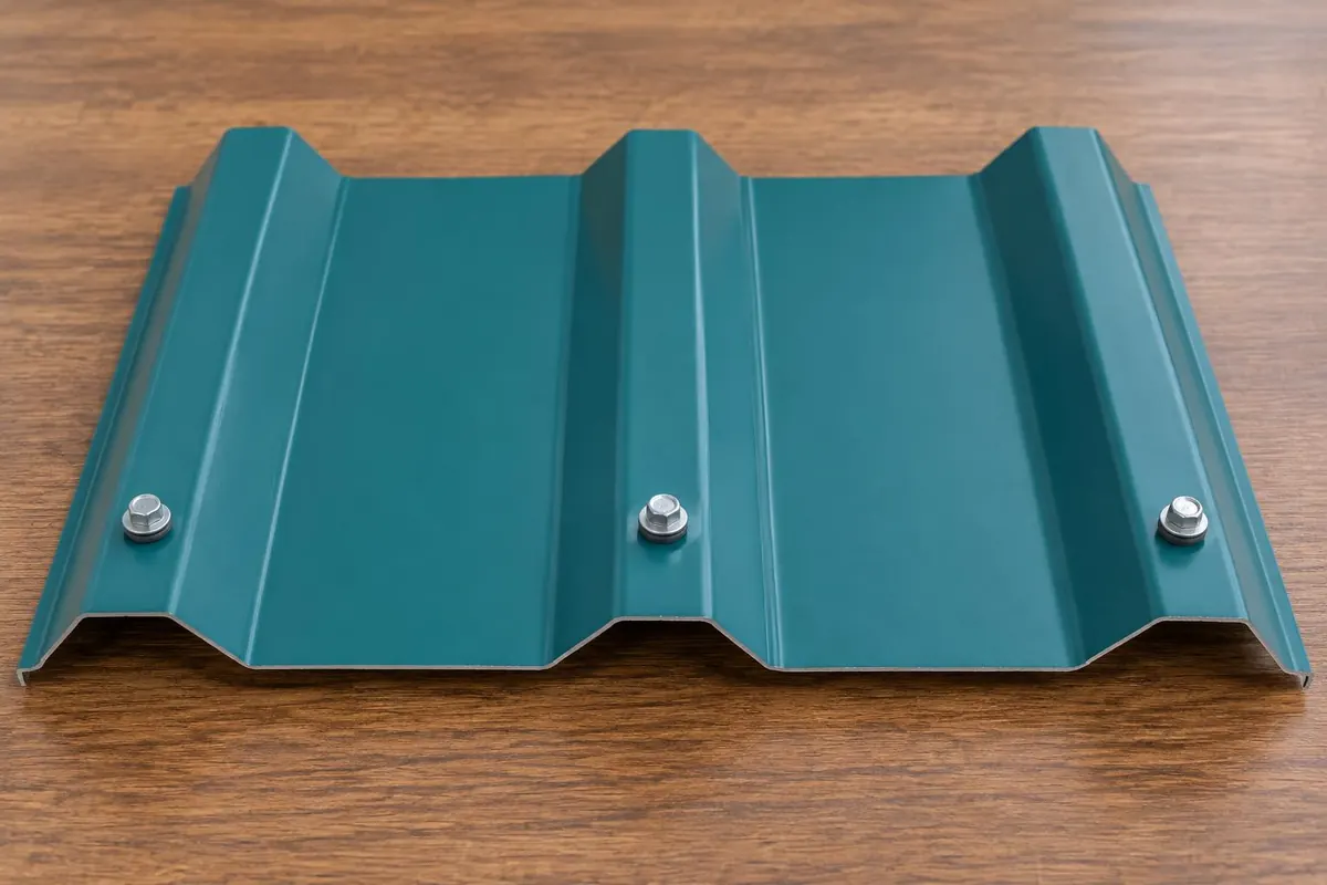 Visible screw heads in an exposed-fastener panel