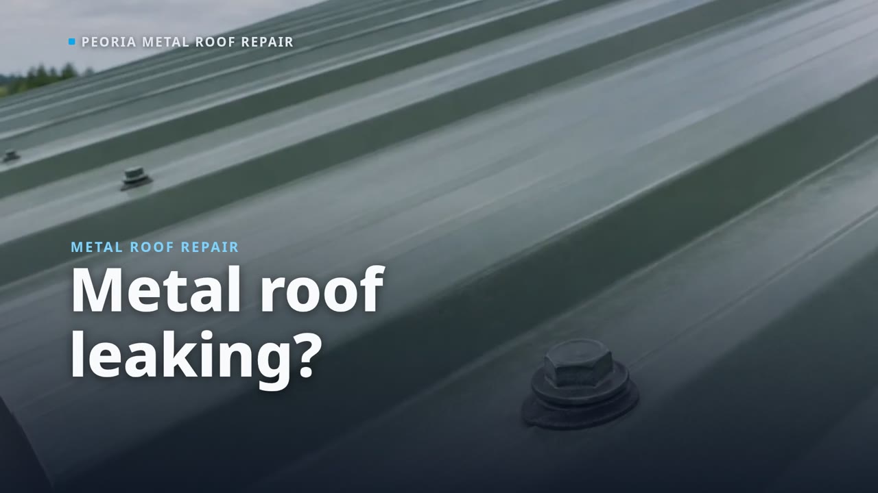 Metal roof repair video cover showing a fastener and flashing detail